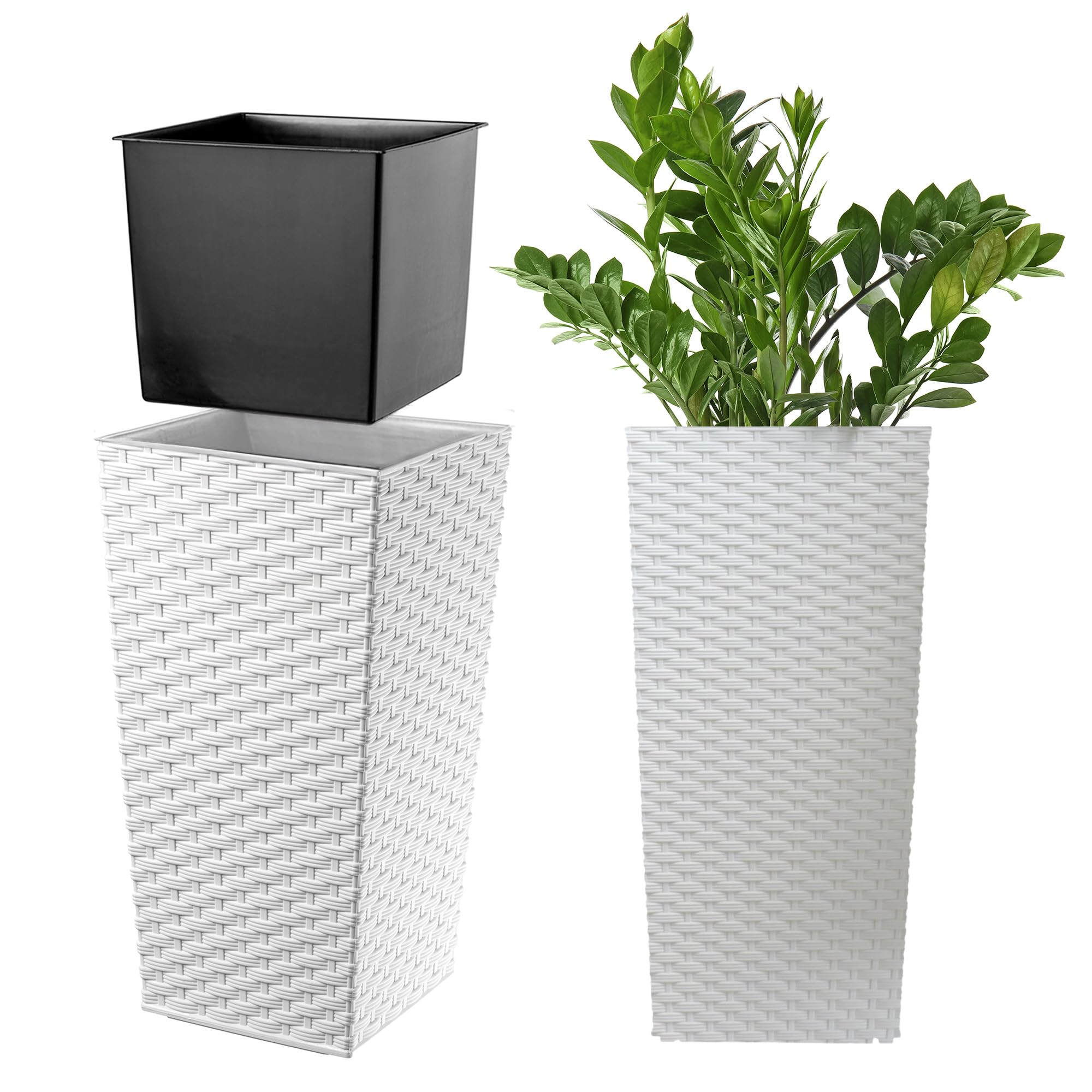 KADAX Macetero Alto de Diseño Moderno para Plantas de Interior y Exterior, Maceta Grande de Plástico, Jardinera Alta (Crema, Texturizado, 68 cm) — view 13