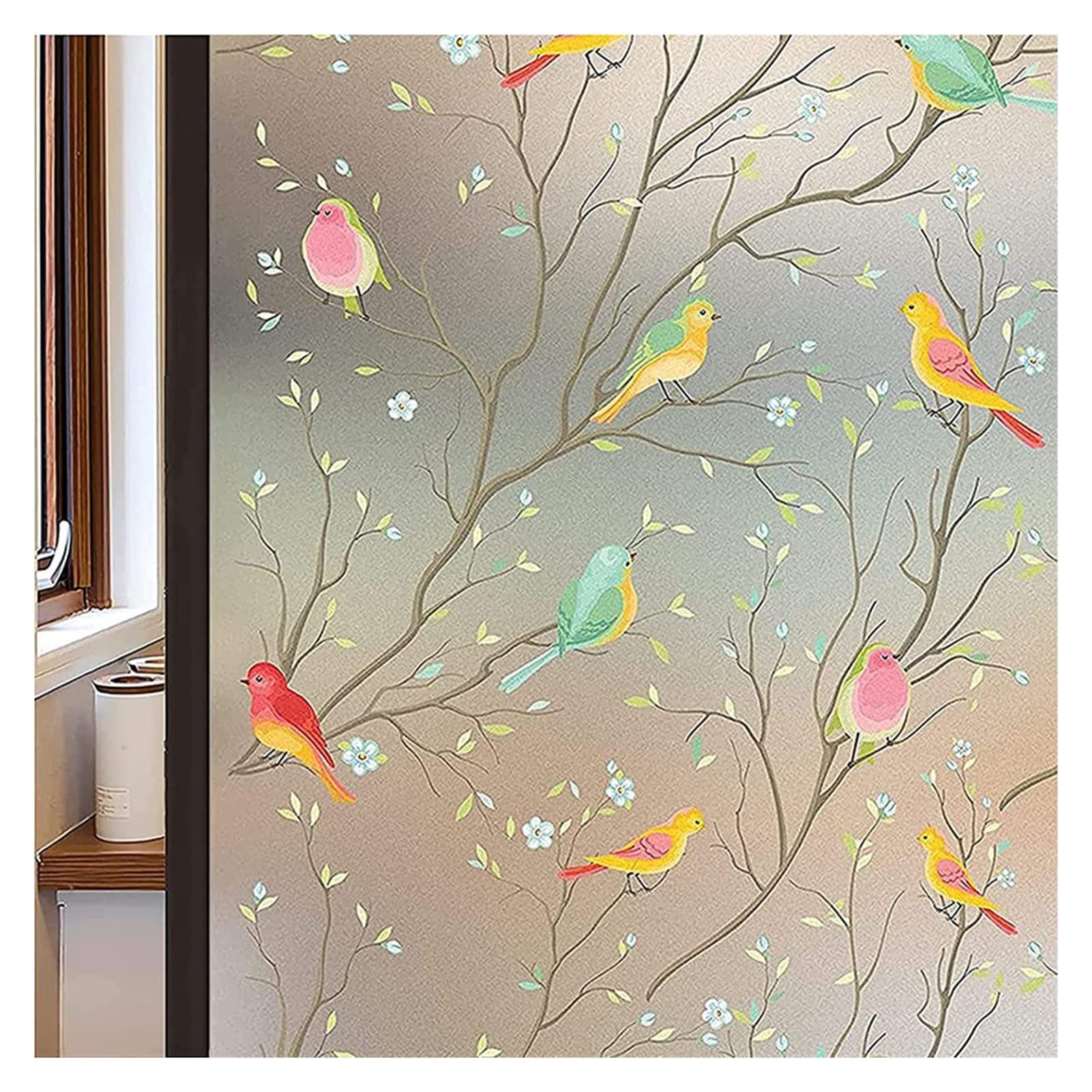 Stained Glass Window Film Stained Glass Window Film Non-Adhesive Static Cling Sun Blocking Window Film Heat Blocker Heat Control Decorative(45x100cm)
