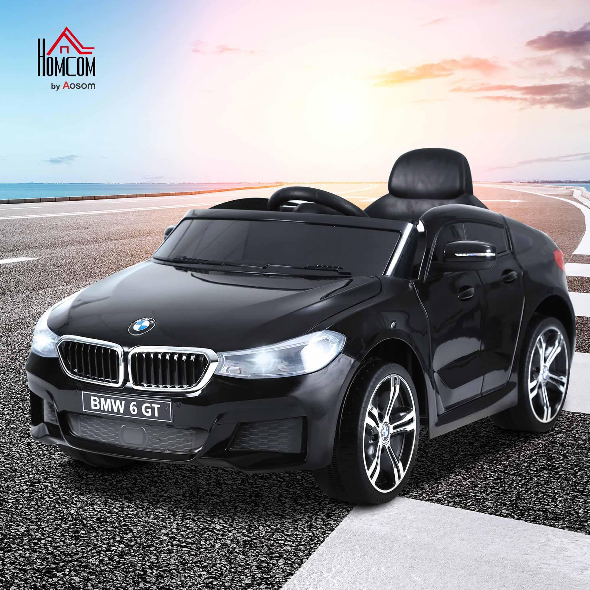 HOMCOM Coche Eléctrico BMW 6GT para Niños +3 Años Automóvil Infantil de Batería 6V con Control Remoto Luces y Sonidos MP3 USB Carga 30 kg 106x64x51 cm Negro