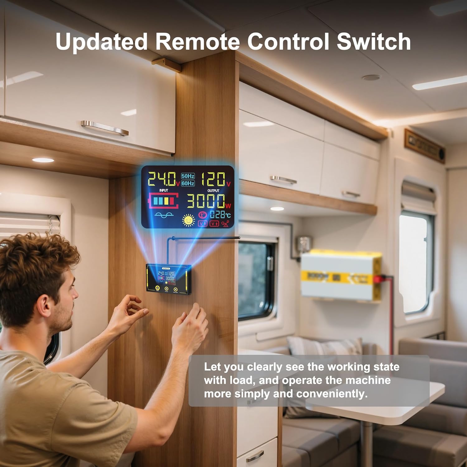 XWJNE 3000W Pure Sine Wave Power Inverter 24V DC to 120V GFCI AC Converter with LCD Display and Remote for Home, RV, Truck, Off-Grid Solar Power