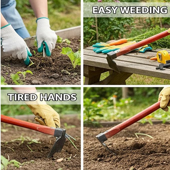 Azadón de Jardín con Mango de Madera, Acero Resistente miniatura 4
