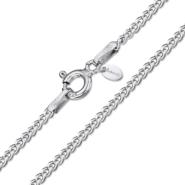Amberta 925 Sterling Silver 1.5 mm Curb Chain Necklace 16" 18" 20" 22" 24" 28" in