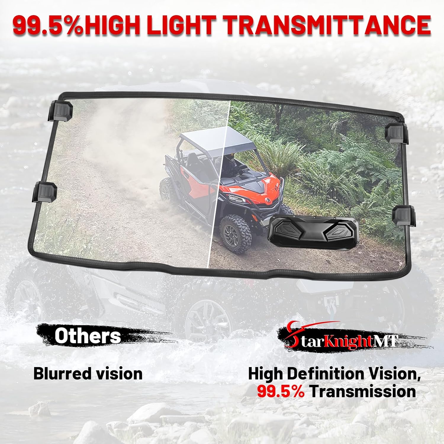 StarknightMT Vented Zforce Front Windshield Compatible With 2023-2026 CFmoto ZForce 950 Sport & 4/950 Trail/ 800 Trail G2 Scratch Proof Heavy Duty PC Clear (Do Not Fit HO EX Models)
