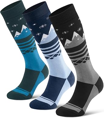YESWEL Mens Merino Wool Ski Socks, thermal Warm Winter Knee High 3 Pack