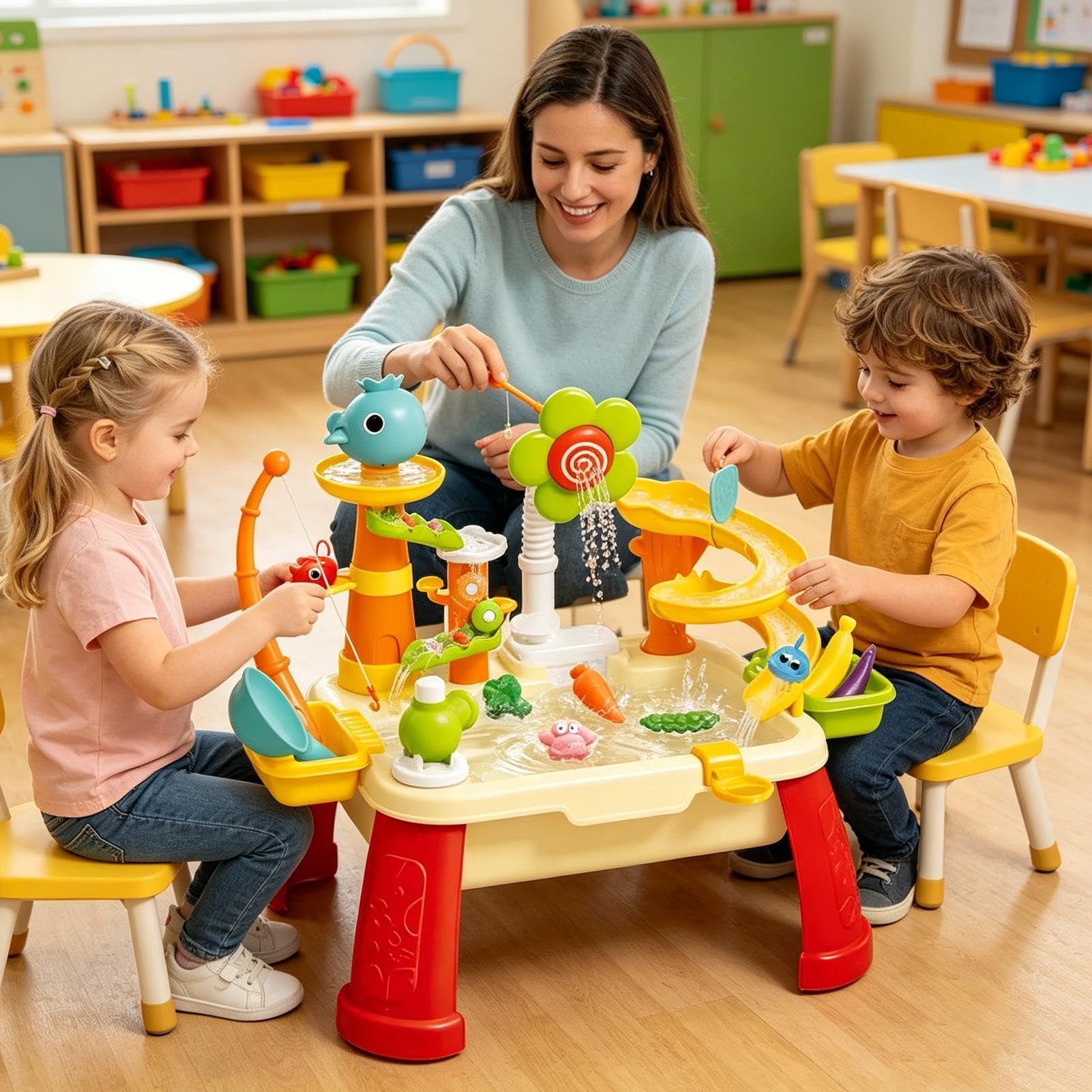 Générique Stół wodny, zabawka edukacyjna ogrodowa, zabawny zlew, do przedszkola, ogród, taras, plaża, kemping, dom, pokój zabaw, wakacje, urodziny