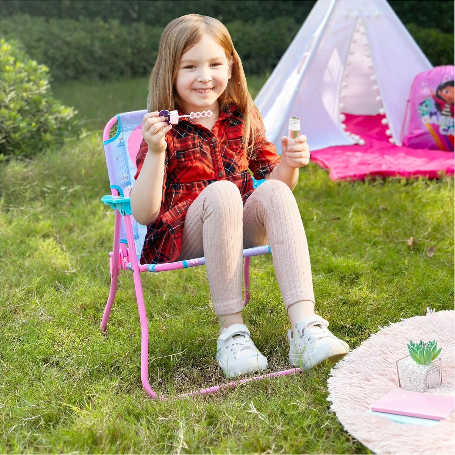 Gabbys Dollhouse Outdoor Portable Patio Chair with Folding Metal Frame,Ages 3+