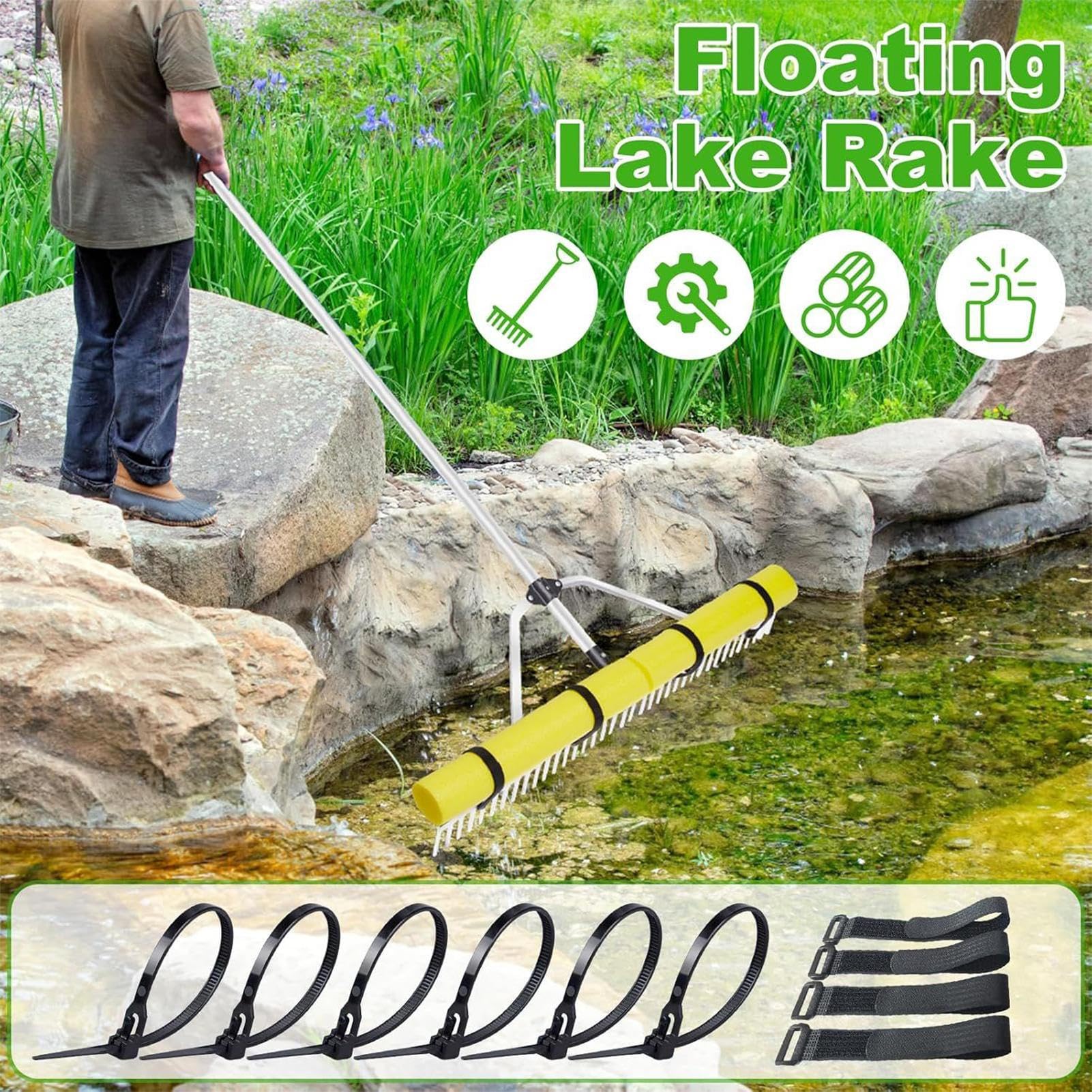 Râteau Pour Étang Robuste Avec Dents En Acier Inoxydable Longue Poignée Ergonomique Idéal Pour Nettoyer Feuilles Algues Débris D'étang Bassin Jardin Facile À Utiliser Durable Et Résistant À La Co
