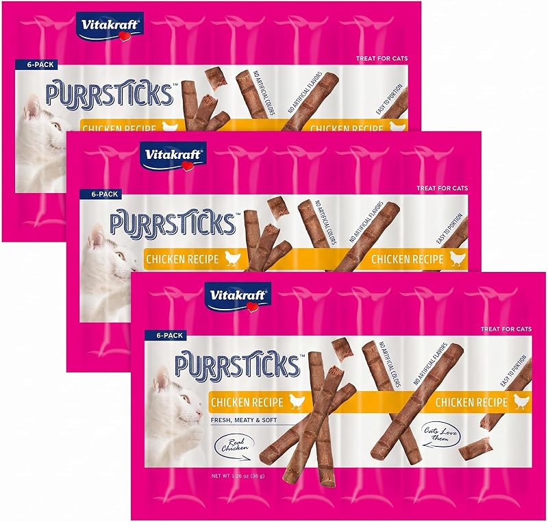 Petisco para Gatos Vitakraft PurrSticks de Frango, Palitos Macios e Divisíveis, 18 Unidades