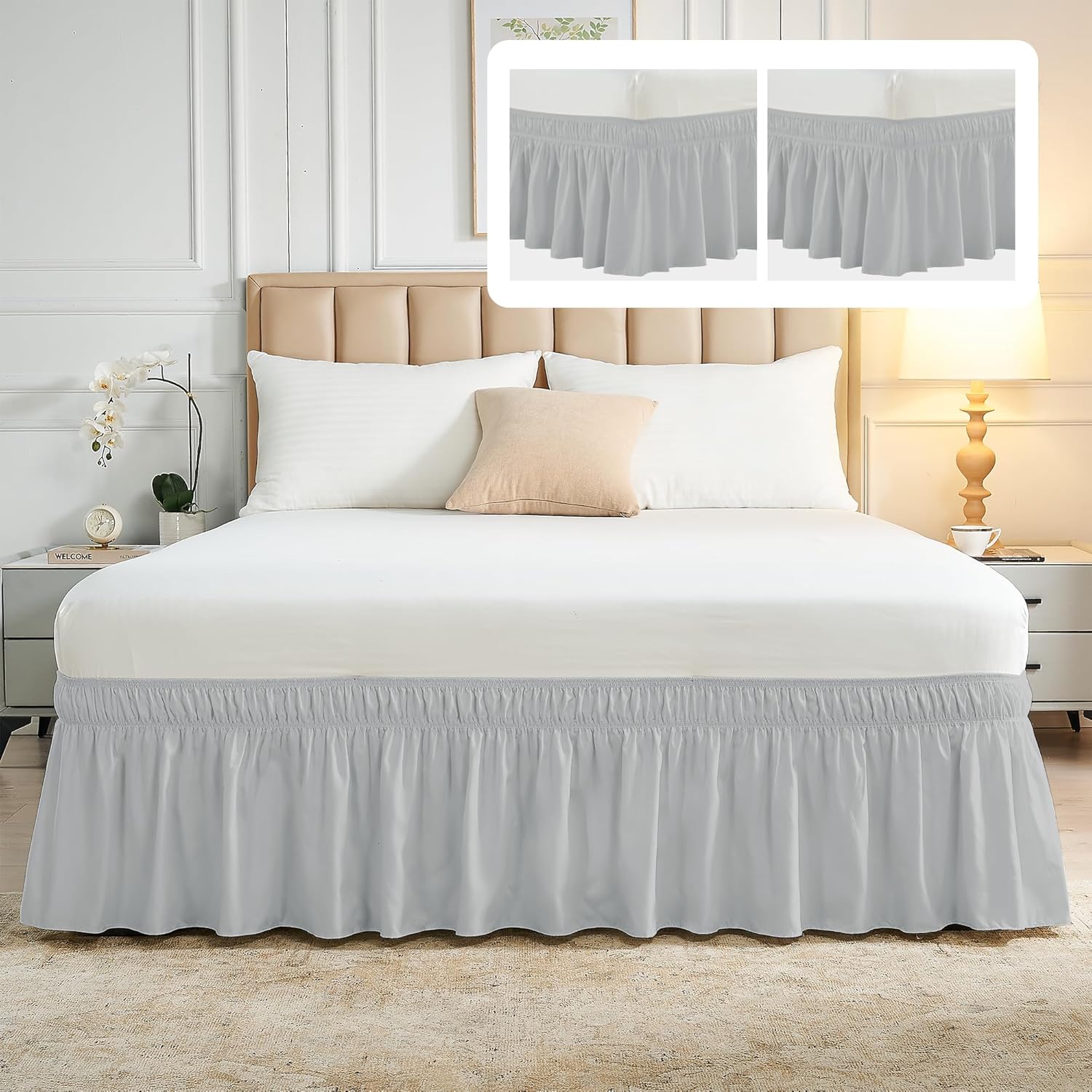 Nasitos 2 Pack Queen/King Bed SkirtWrap Around Ruffled Bed