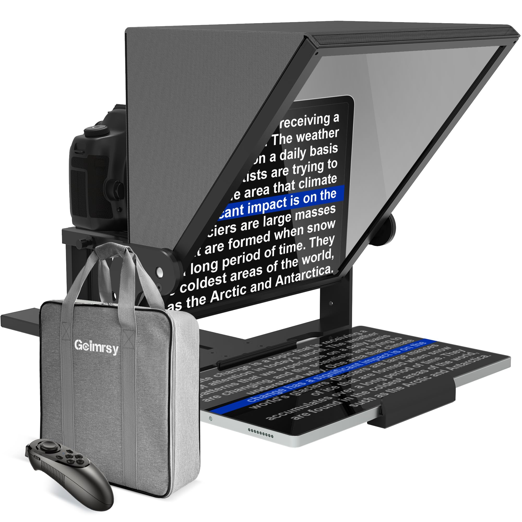 13-inch HD Wide-Angle teleprompter, manually Adjustable in Height and Compatible with Multiple Devices, with Remote Control and Free teleprompter app(13 inch)