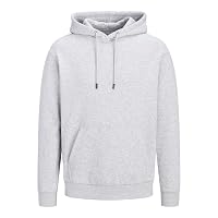 JACK & JONES Felpa con Cappuccio Uomo, Grigio Chiaro