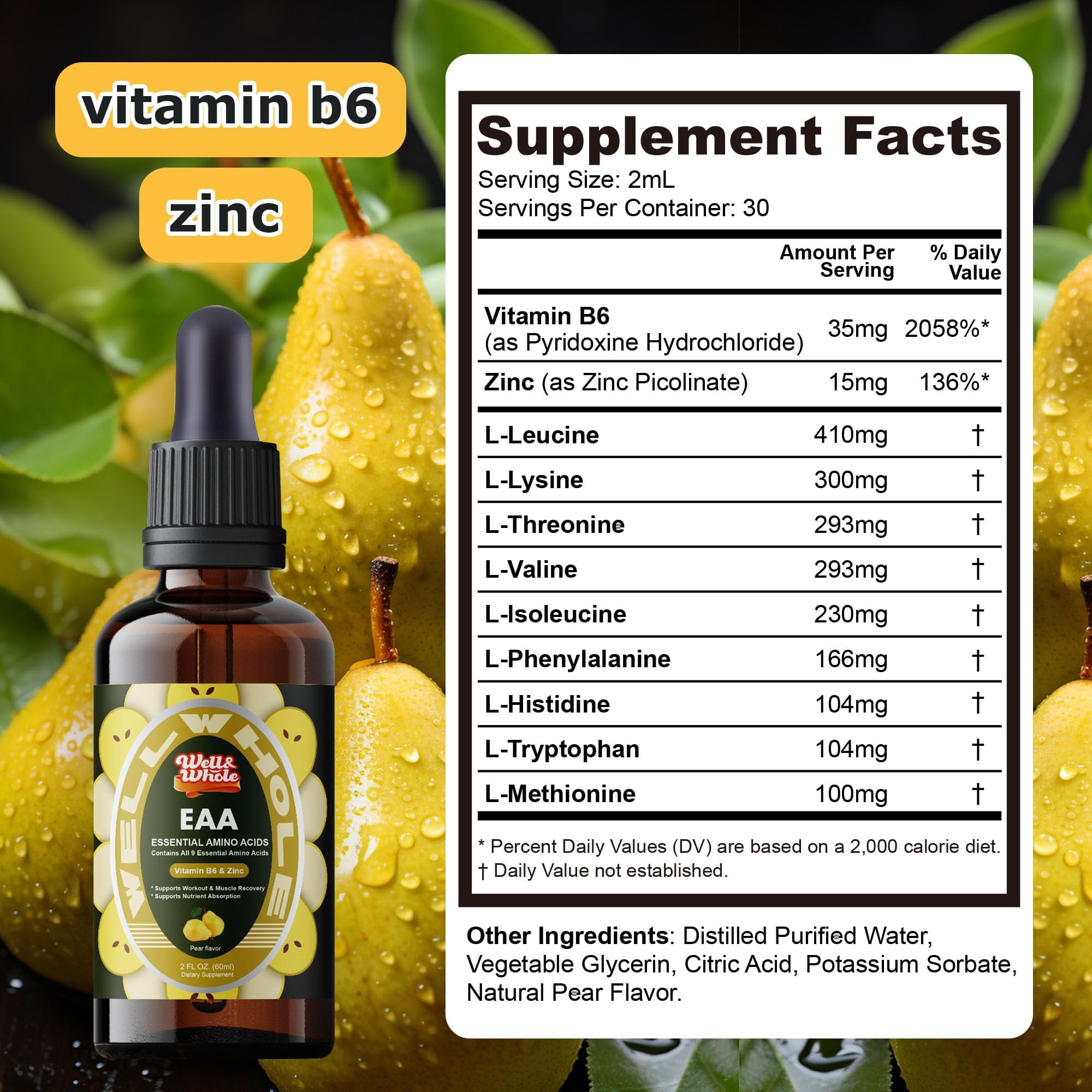Essential Amino Acids Liquid Drops, EAA Supplement for Recovery — Amazon image 2