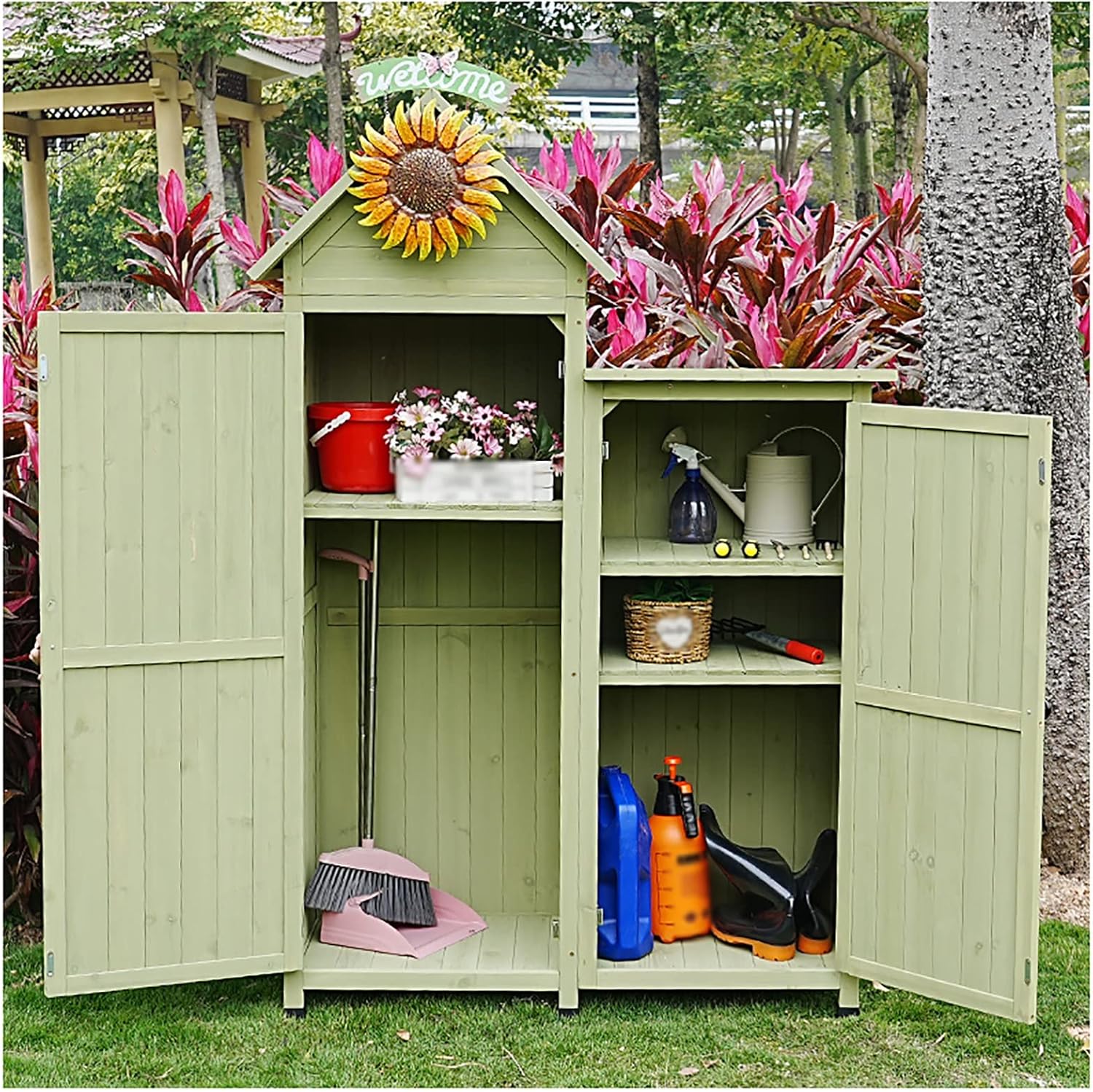 Outdoor Storage Garden Tool Shed with Shelves