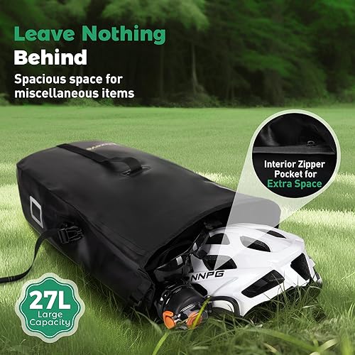 Miniatura 3 de Luxevelo - Bolsa ligera para bicicleta, almacenamiento expandible resistente a la intemperie, PVC duradero 550D con tiras de seguridad reflectantes,