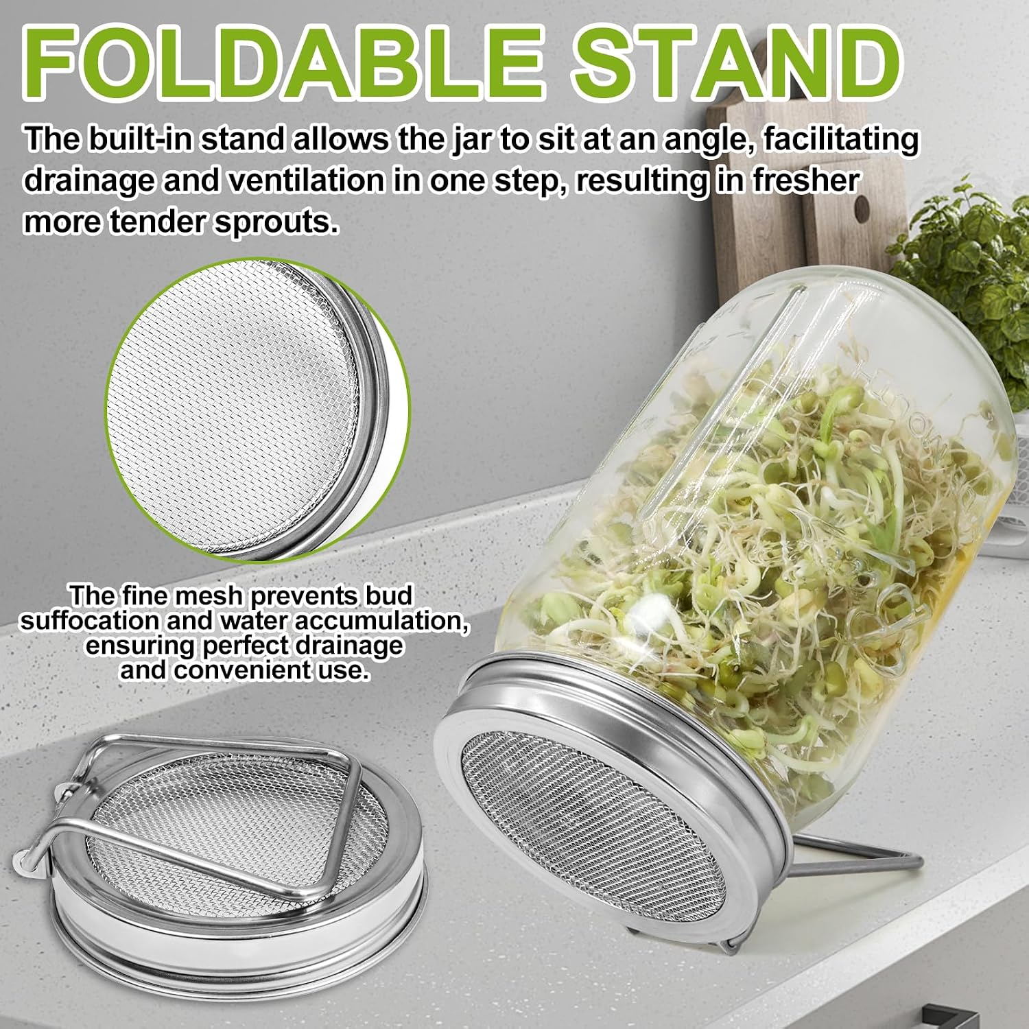 Uncle Yang Sprouting Lids 2Pack Sprouting Lids for Wide Mouth Mason Jars