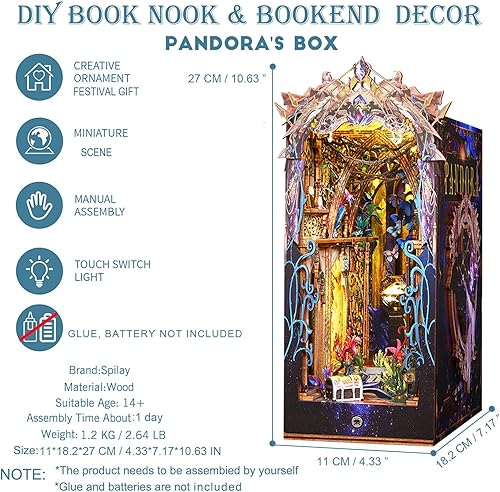 Miniatura 4 de Spilay Kit de estantería de bricolaje, estantería de casa de muñecas de bricolaje, estantería decorativa integrada, kit de fabricante de modelos con