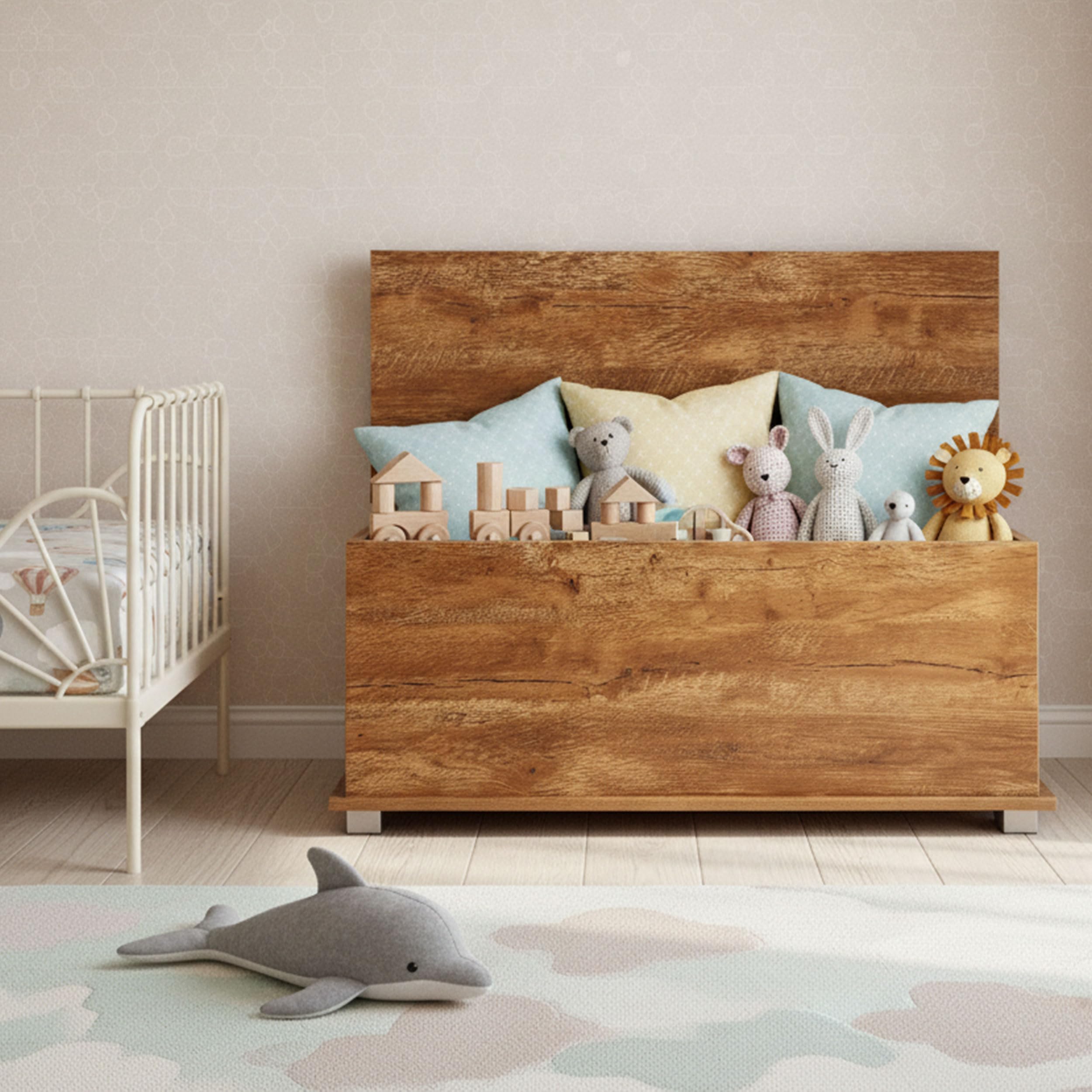VDD Boîte de rangement - coffre à jouets - boîte à couvertures - largeur 100 cm - marron vintage