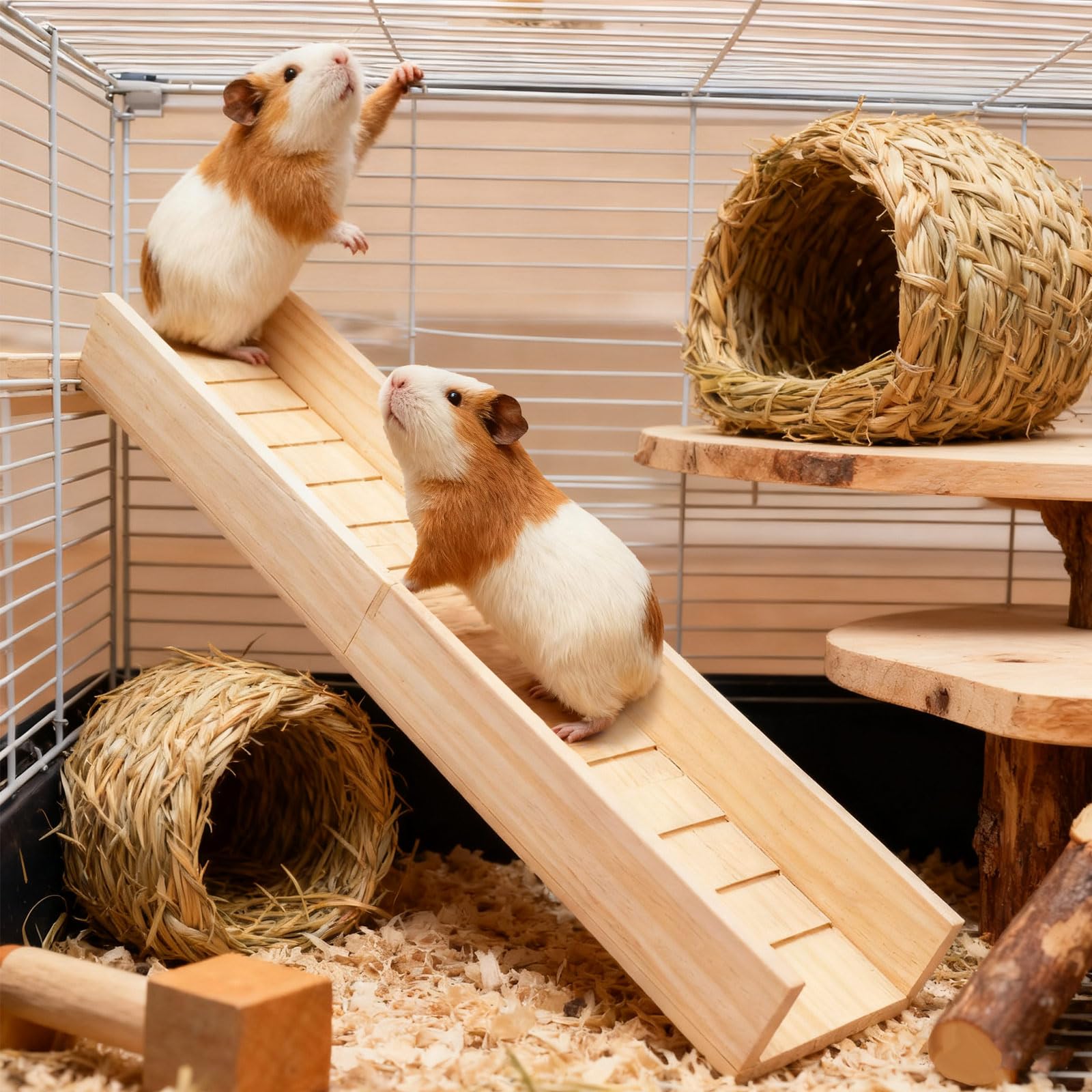 Meerschweinchenrampe aus Holz für Käfig Hamsterleiter Spielzeug Brückenkäfig Zubehör für Meerschweinchen, Hamster, Ratten, Chinchillas, Eichhörnchen