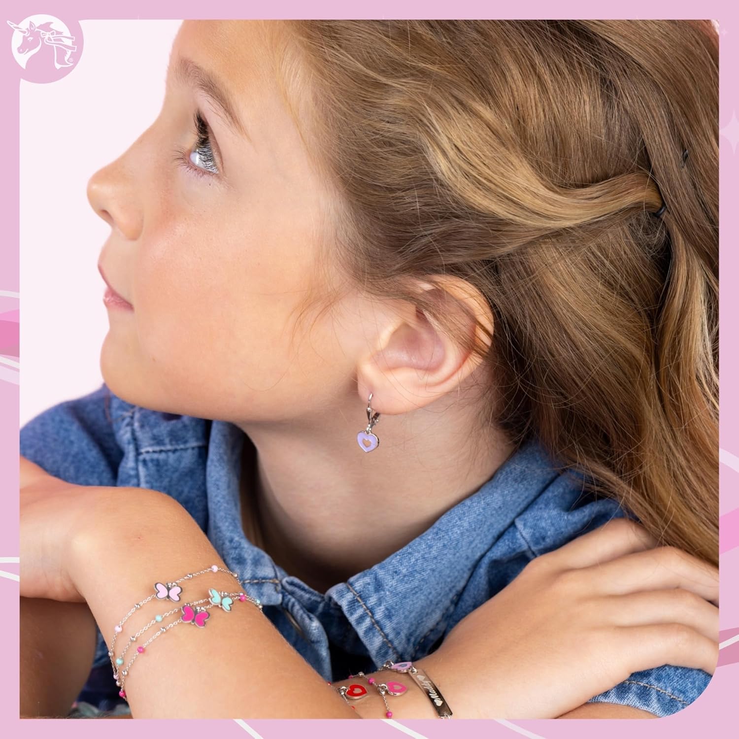 UNICORNJ Sterling Silver 925 Heart Earrings Leverback Dangle for Girls with Enamel Heart in Heart - Image 2