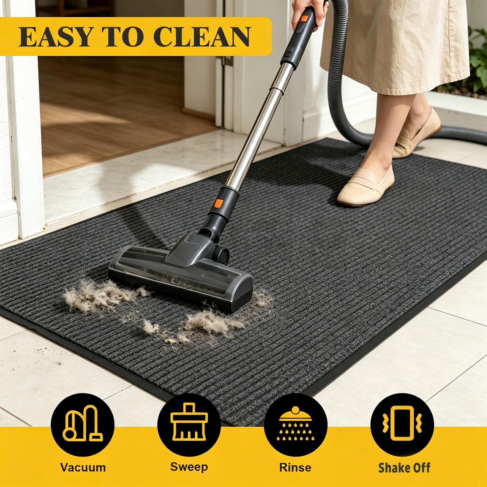 TANYOYO 3' X 10'Ft(40×118inches) Commercial Grade Door Floor Mat Brush Step Entrance Mat Vinyl Backed Utility Doormat Heavy Duty Floor Rugs Commercial Outdoor Carpet Indoor Entrance Mat，Grey — Amazon image 6