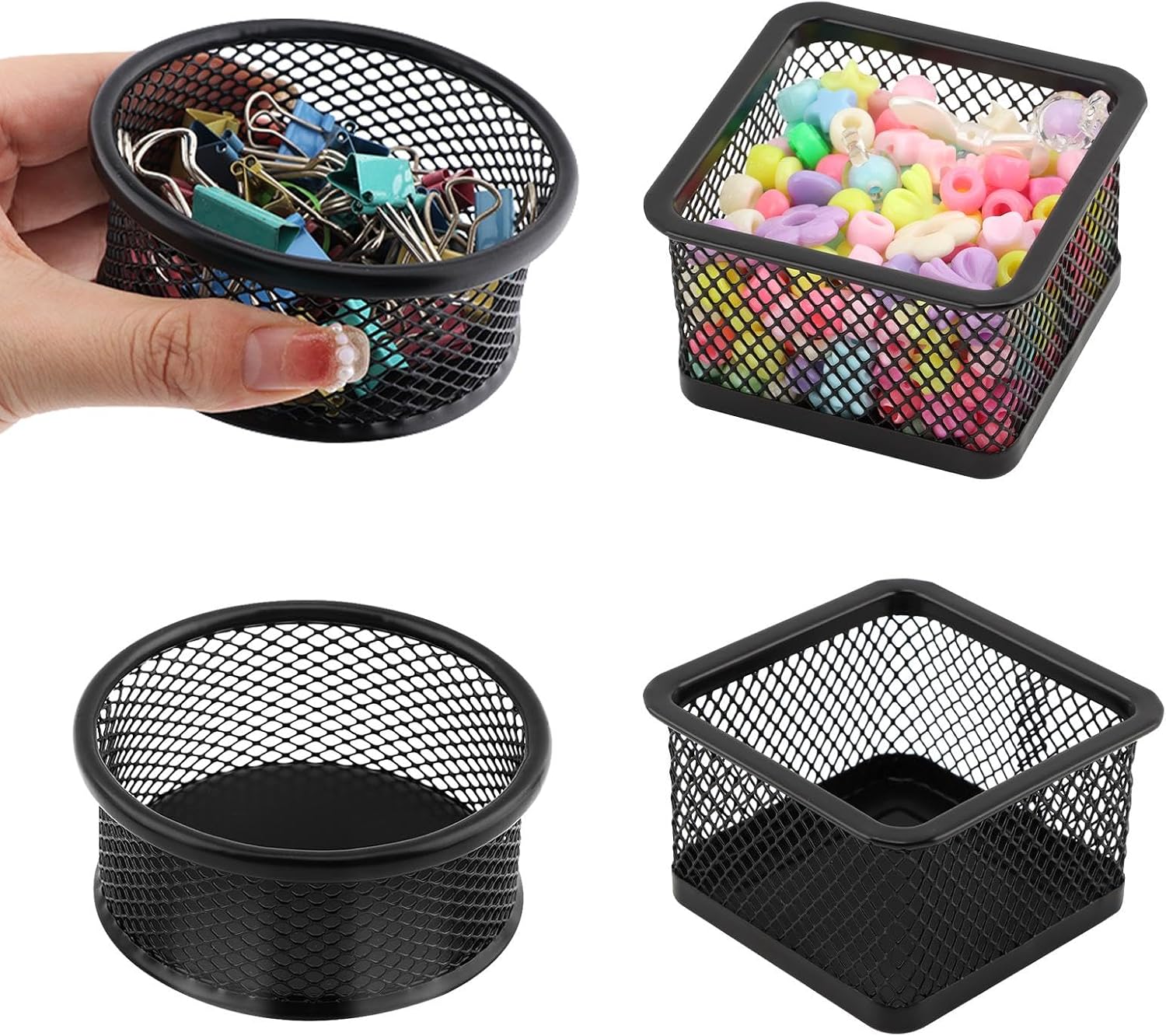 4pcs Paper Clip Holder - Mesh Paperclip Holders for Desk Office Organizer