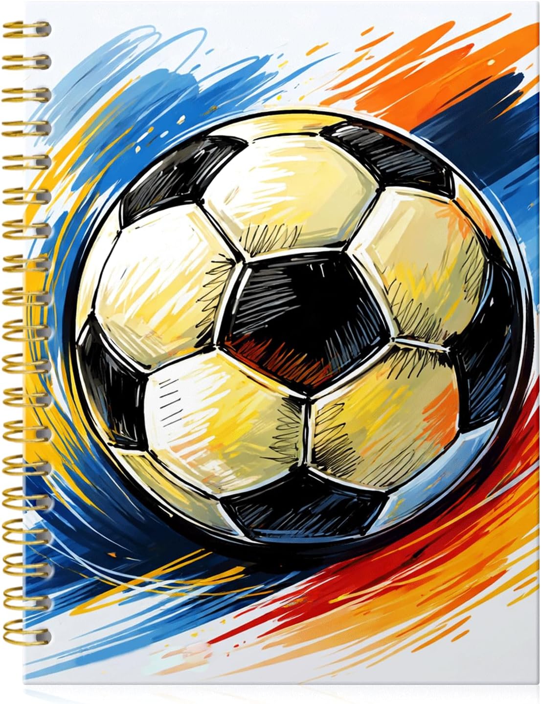 Spiral Journal Notebook,A5 Hardcover Lined Journals for Women 6 x 8.3 in,60 Sheets 120 Pages Thick Paper,Cute College Ruled Writing Notebook for Office Work School(Soccer Ball Colorful)