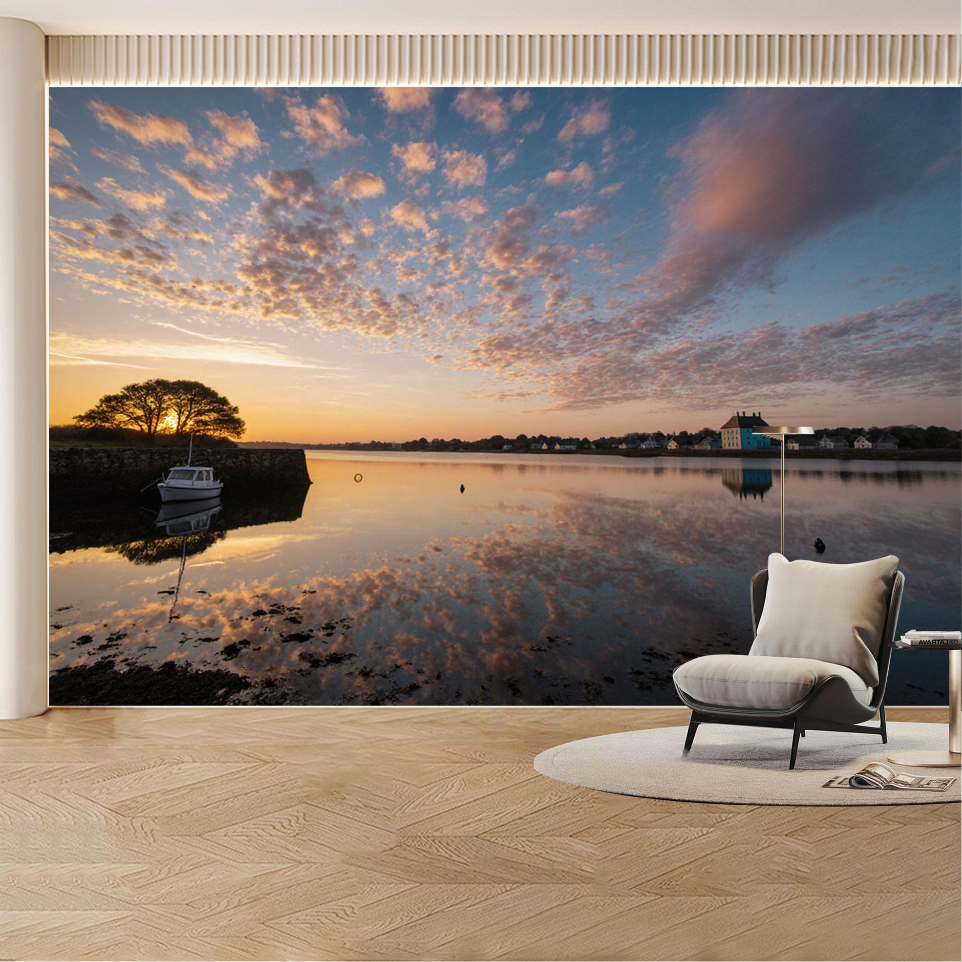 Custom Wall Mural Wallpaper Lake Sunset Landscape Nature Wall Decor Large Wall Art for Living Room， Bedroom， Office
