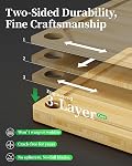 Kitsure Cutting Board Set - Cross-Laminated Bamboo Cutting Boards for Kitchen with Juice Grooves and Built-in Handles, Ideal Kitchen Gadgets for Versatile Prep & Serving, 3-Piece, Nature