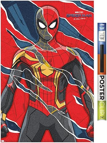 Trends International Marvel Spider-Man No Way Home - Póster de pared triturado, 22.375 x 34 pulgadas, paquete de póster y clip prémium