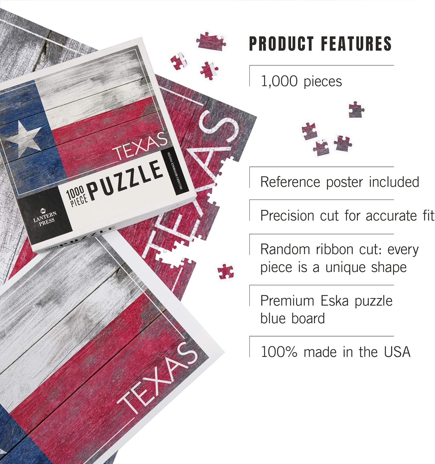 Rustic Texas State Flag (1000 Piece Puzzle, Challenging Jigsaw Puzzle for Adults, Made in USA)