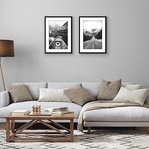 Vista 218 de Americanflat Portarretratos de 8 x 12 pulgadas con plexiglás pulido, juego de 2 portarretratos de 6 x 8 pulgadas con paspartú o para fotos de 8 x 12