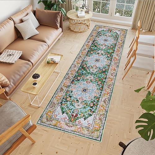 Miniatura 9 de U'Artlines Alfombra bohemia para pasillo, alfombra vintage de 2 x 8 pies, alfombra de pasillo para lavandería, alfombra antideslizante y lavable
