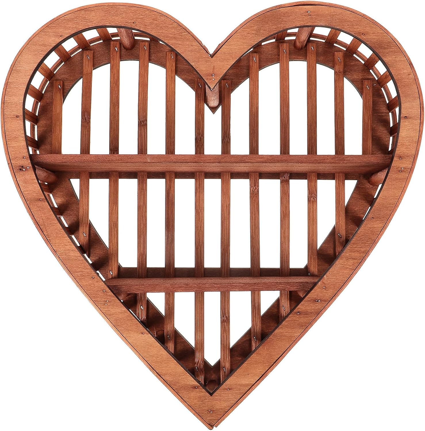SOLUSTRE Wooden Heart Shaped Shelf Wall Mounted Hanging Display Shelf Unique Heart Design Easy to Install Home Decor