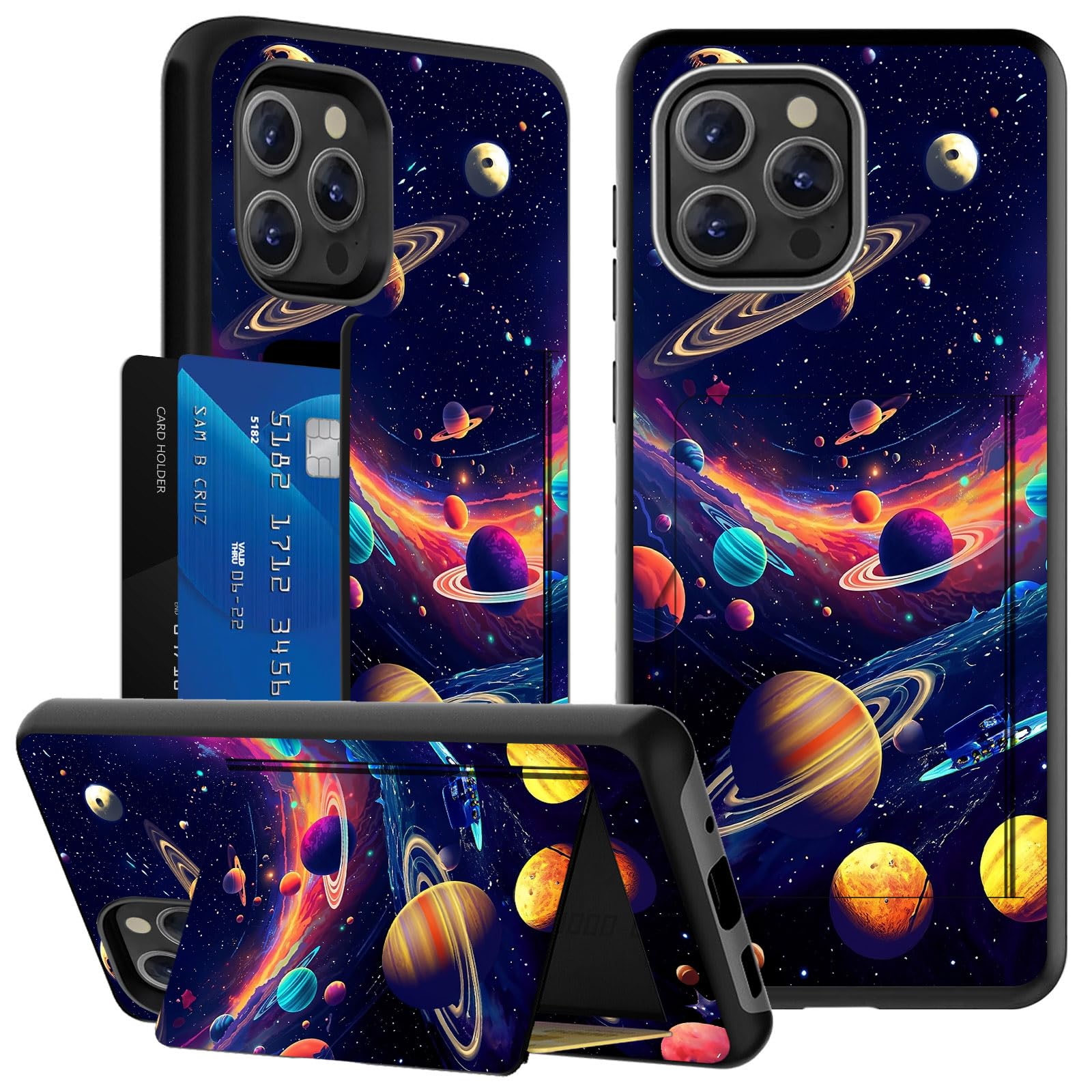 ACWDMKH for iPhone 15 Pro Max Case Wallet with Stand Kickstand & Card Holder,Dual Layer Hybrid Soft TPU Hard PC Shockproof Flip Protective Phone Case