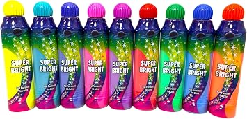 Dab-O-Ink SUPER BRIGHT - 4 oz. - Fluorescent Bingo Daubers, Multi-Color Rainbow Set, 9 Pack
