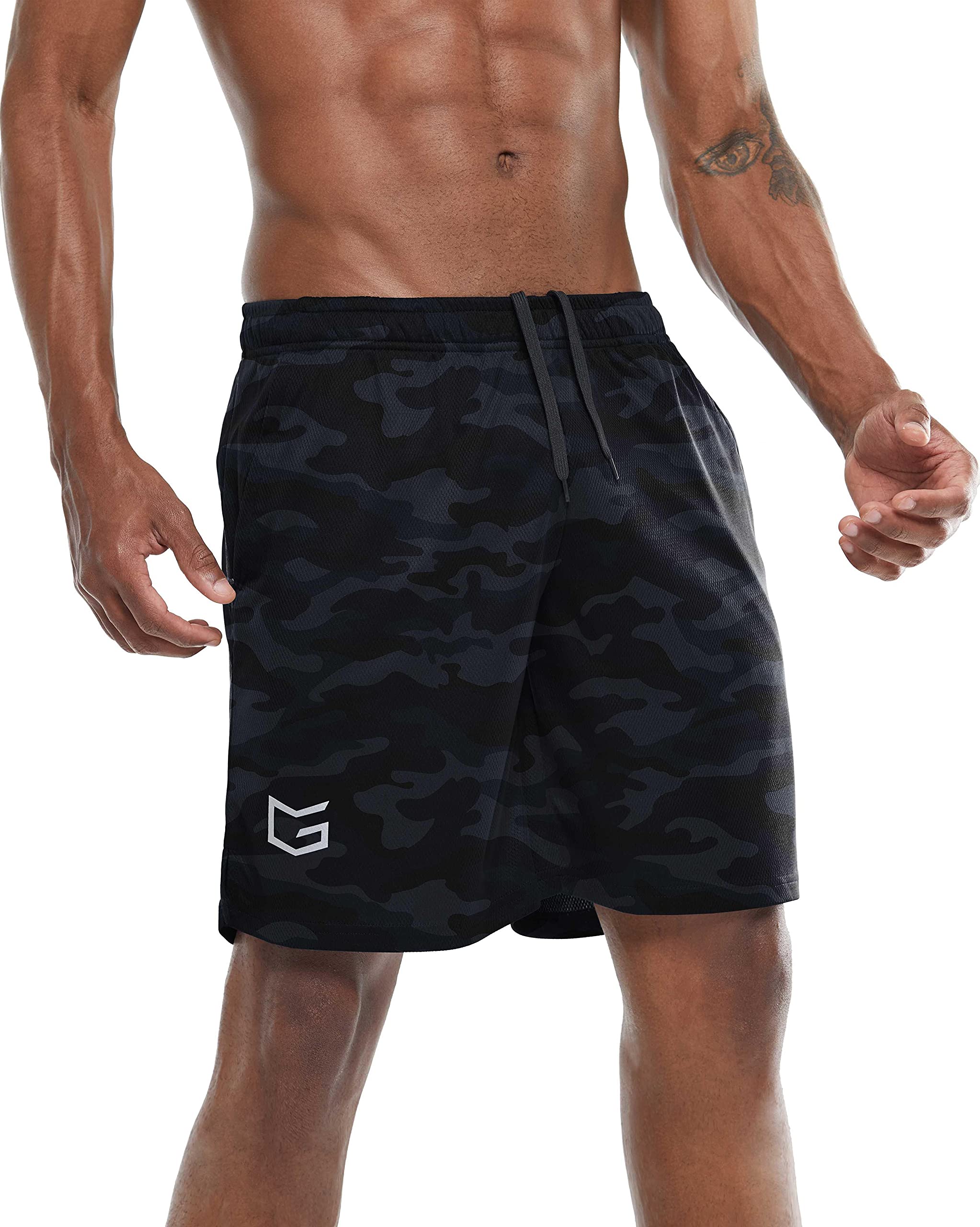 G GradualMen's Workout Running Shorts Quick Dry Lightweight Gym Shorts with Zip Pockets