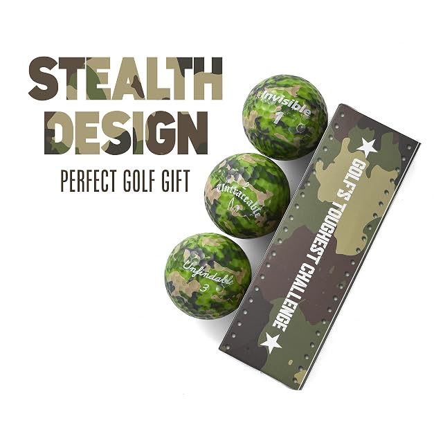 Foto 3 de 7 de Shanker - Pelotas de golf de camuflaje, divertido regalo de broma de camuflaje con refranes (paquete de 3)…