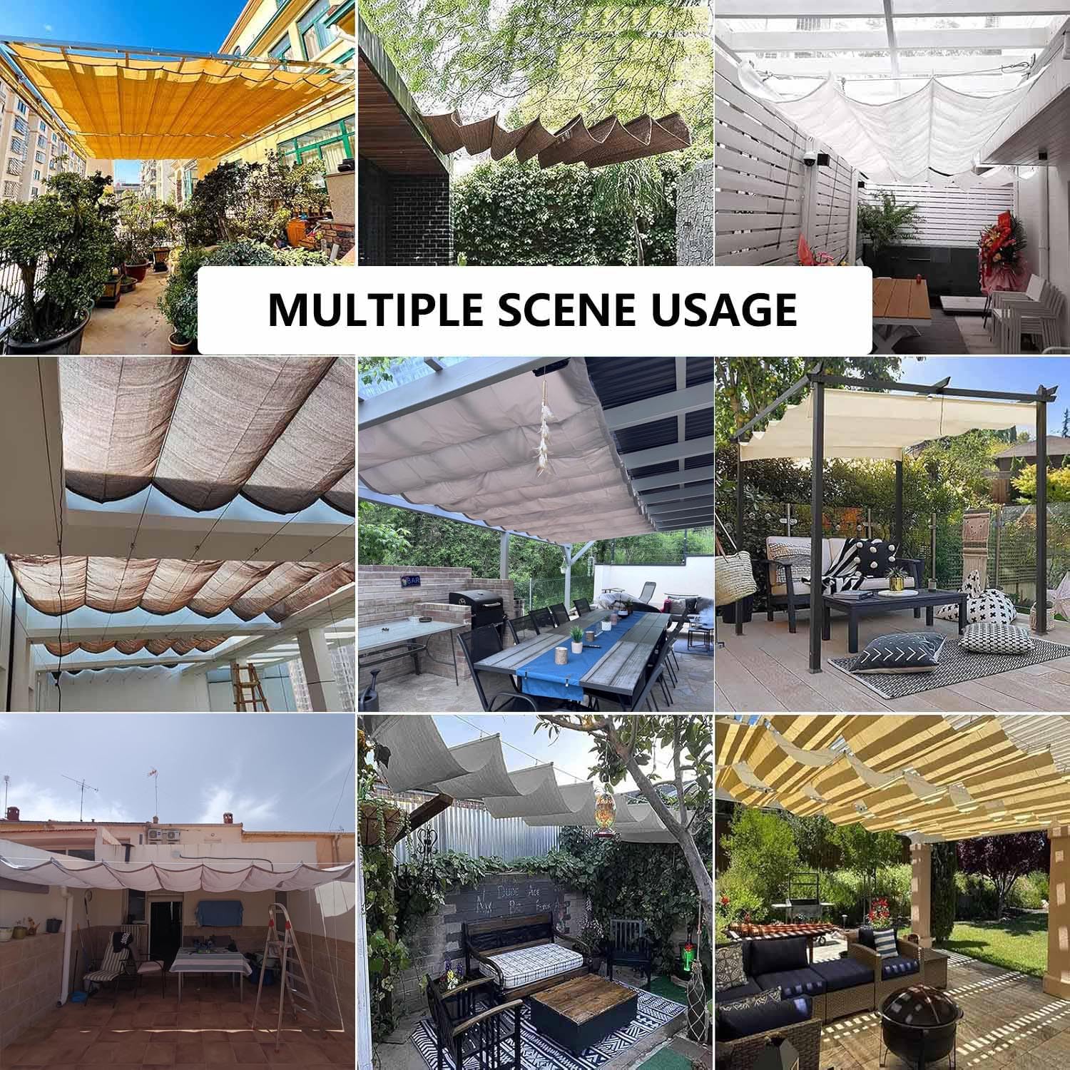 Retráctil Toldo Vela Rectangular Toldos Exterior Terraza Impermeable Ondulada Toldo Vela de Sombra con Ojales y Cuerdas 95% protección UV para Exterior Patio jardín 2.6x5M Crema