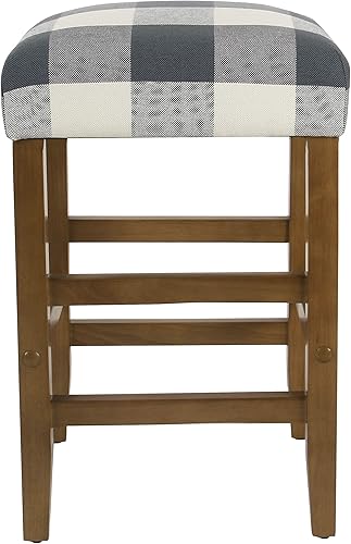 Miniatura 4 de Homepop Decoración del hogar Taburete de bar clásico con respaldo abierto Taburetes de bar cuadrados de 24 pulgadas con cojín abovedado, cuadros