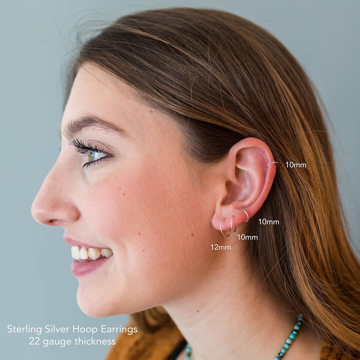 Little Sterling Silver Hoops 10mm Diameter 24 Gauge Extra Thin Solid 925 Tiny Hoops 1 Pair - Image 5