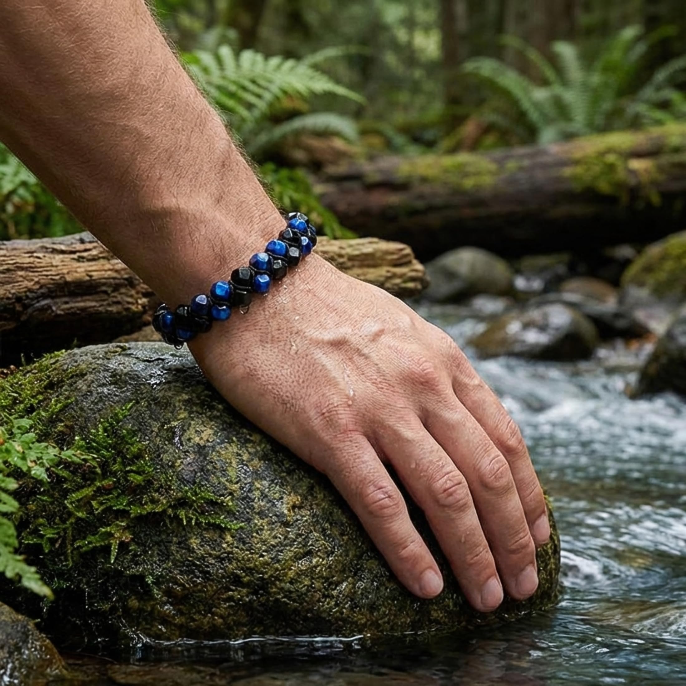 UNIQAL | Herren Armband Naturstein 6mm facettierte Perlen | Turmalin Rauchquarz Lapislazuli Tigerauge | Verstellbar | Verschiedene Modelle & Farben | Geschenk Schmuck