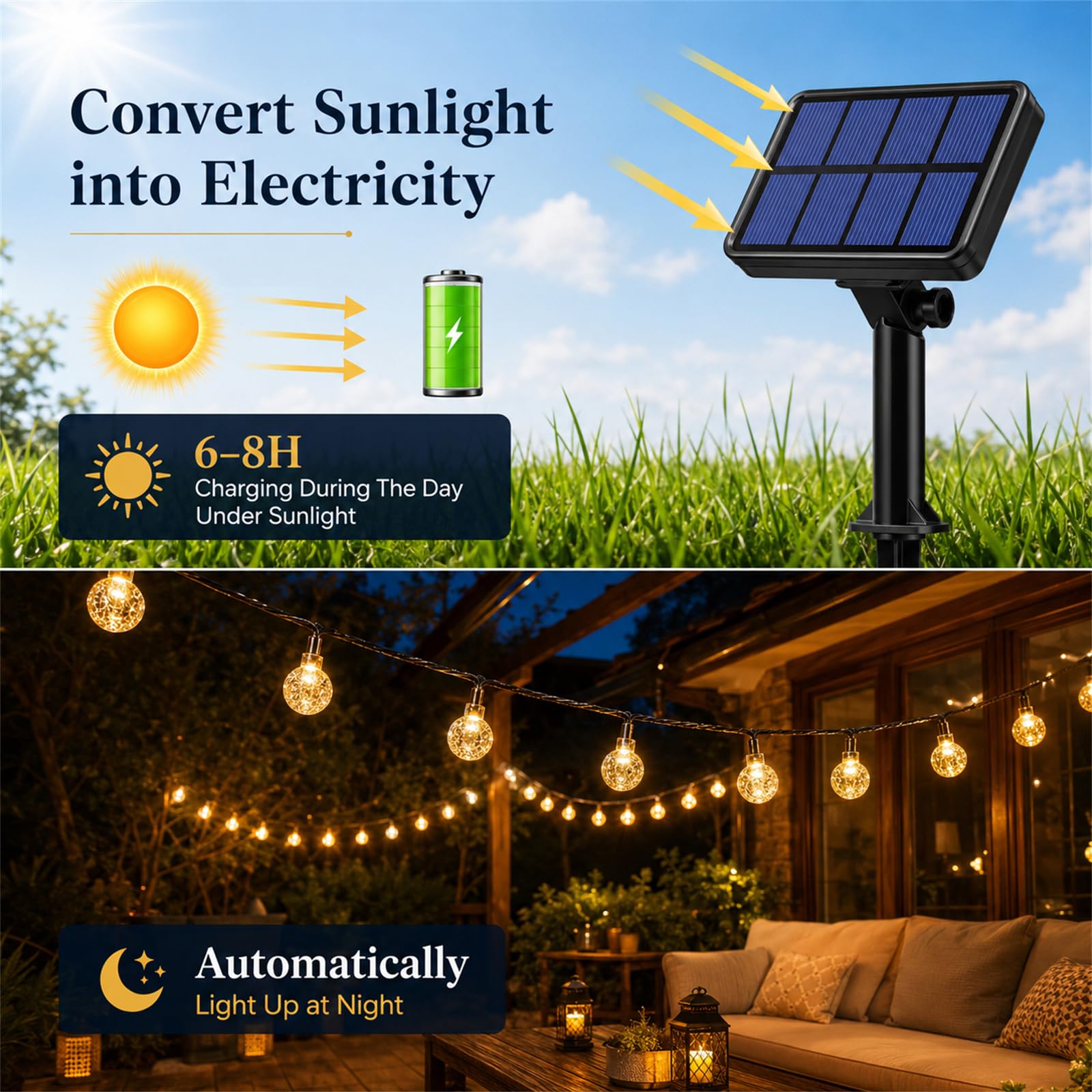 ENEN LED Solarlampen für Außen, 2.3cm Durchmesser Solar Lichterkette Outdoor, Lichterkette Außen Solar IP65 Wasserdicht, für Hochzeit,Party,Schlafzimmer,Garten Balkon Deko (Orange,32M/300LED)