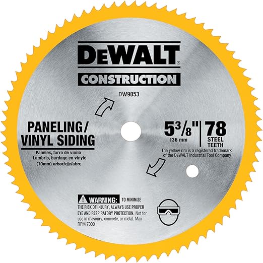DEWALT Circular Saw Blade, 5 3/8 Inch, 80 Tooth, Vinyl Cutting (DW9053