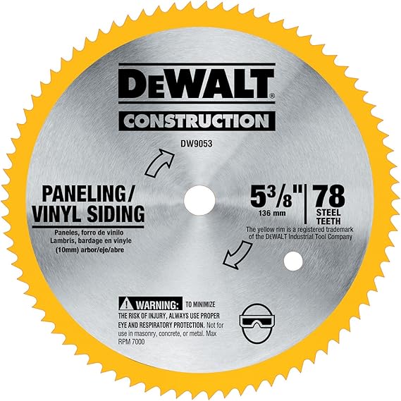 DEWALT Circular Saw Blade, 5 3/8 Inch, 80 Tooth, Vinyl Cutting (DW9053) Circular Saw Blades