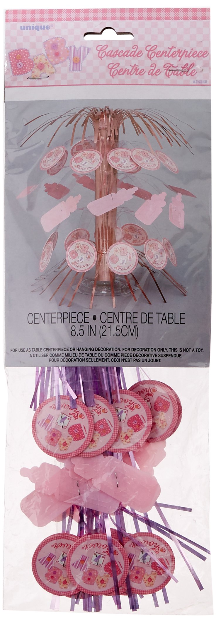 8.5" Pink Stitching Baby Shower Cascade Centerpiece