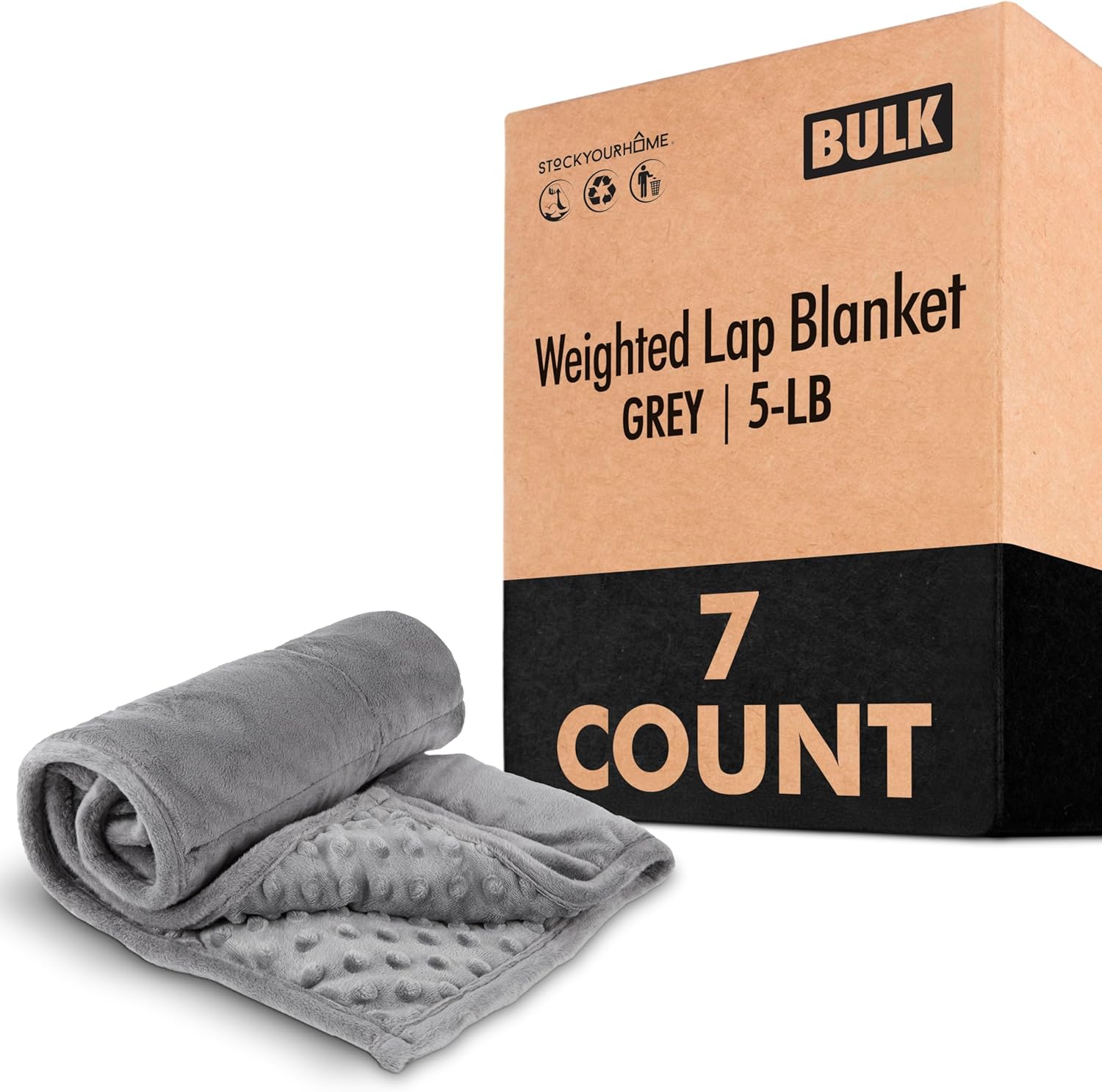 Modern Innovations 7 Pack Kidaddle 5lb Weighted Blanket Blue Plush Minky Lap Pad with Sensory Support for Autism or ADHD Giftable Blanket with Travel Bag