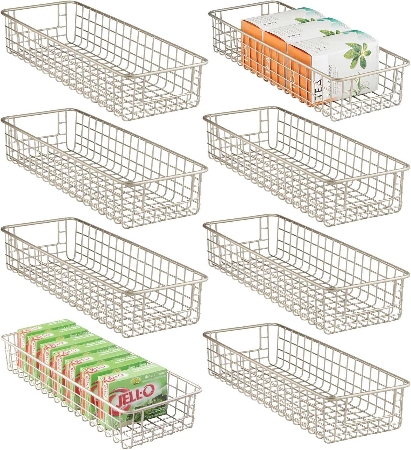 mDesign Shallow Metal Wire Basket for Storage Pantry