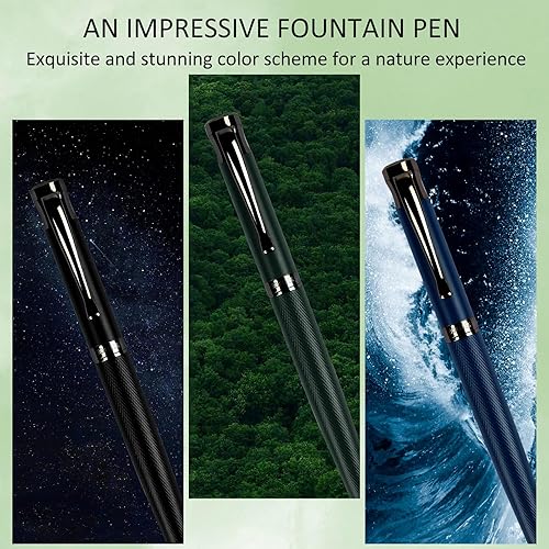 Miniatura 8 de Juego de pluma estilográfica de lujo, bolígrafo de tinta para escritura suave, punta media, incluye 10 cartuchos de tinta y convertidor de tinta, el