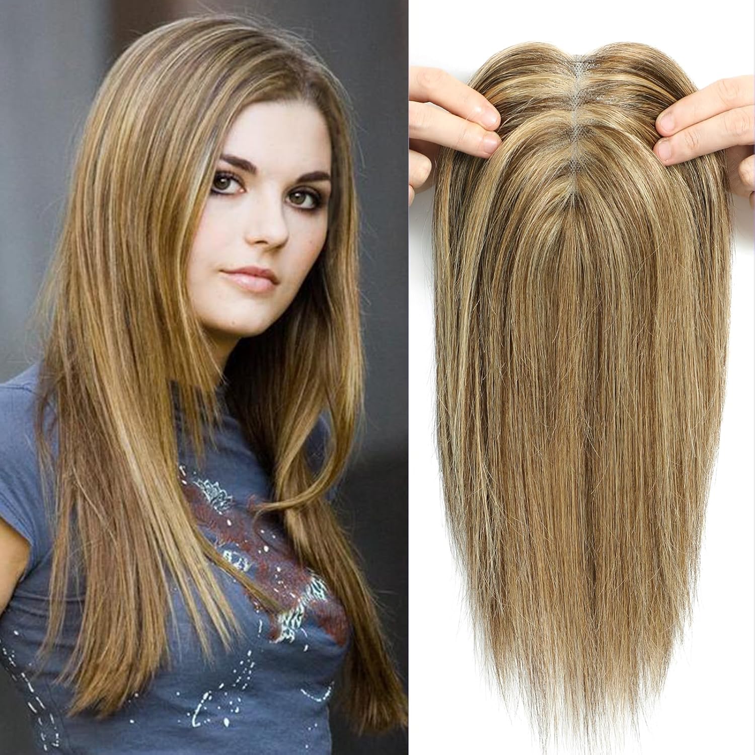 Hair Toppers For Women Real Human Hair Toppers With Bangs 4.5 * 3 Inch Upgrade - View #10