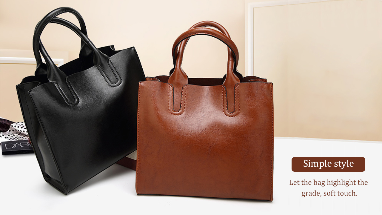 Bolso tote grande de cuero sintético para mujer miniatura 7